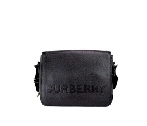 Burberry Ardwell Medium Black Logo Branded Pebble Leather Shoulder Tote Handbag